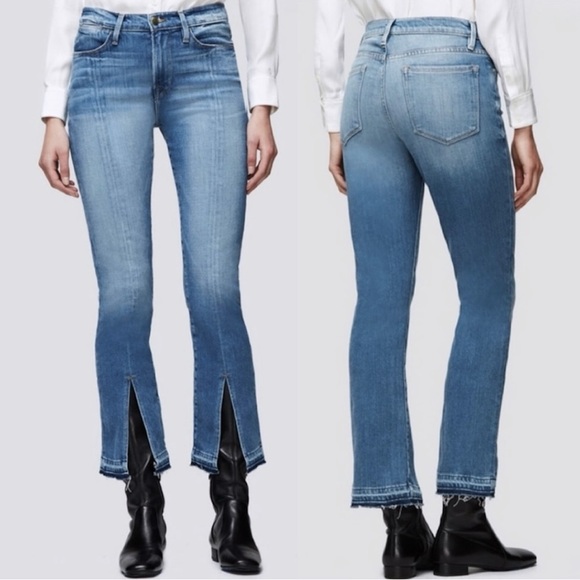 FRAME Le Nouveau Straight Split Front Jeans in Sheffield Wash Denim Sz. 26 - Picture 1 of 15